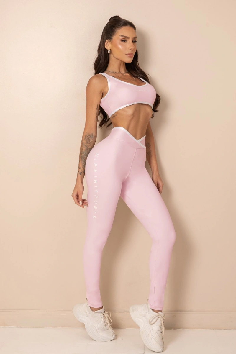 Hipkini - Legging Fitness ClubHouse Cós Transpassado Rosa Frappuccino - 33331975